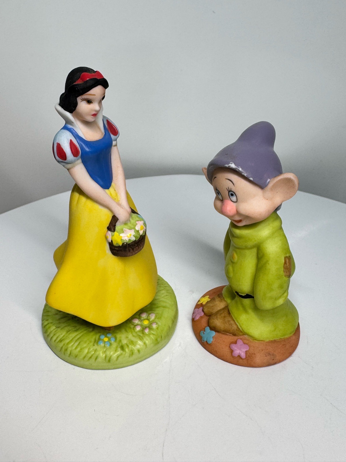 Disney Grolier Snow White & Dopey Porcelain Figurines Vintage Pair