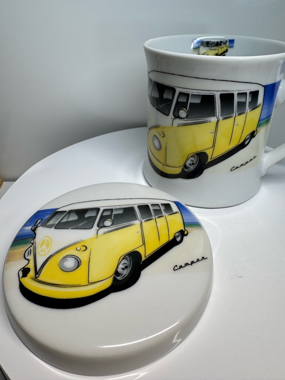 Leonardo Collection Yellow Camper Van Mug & Coaster Set