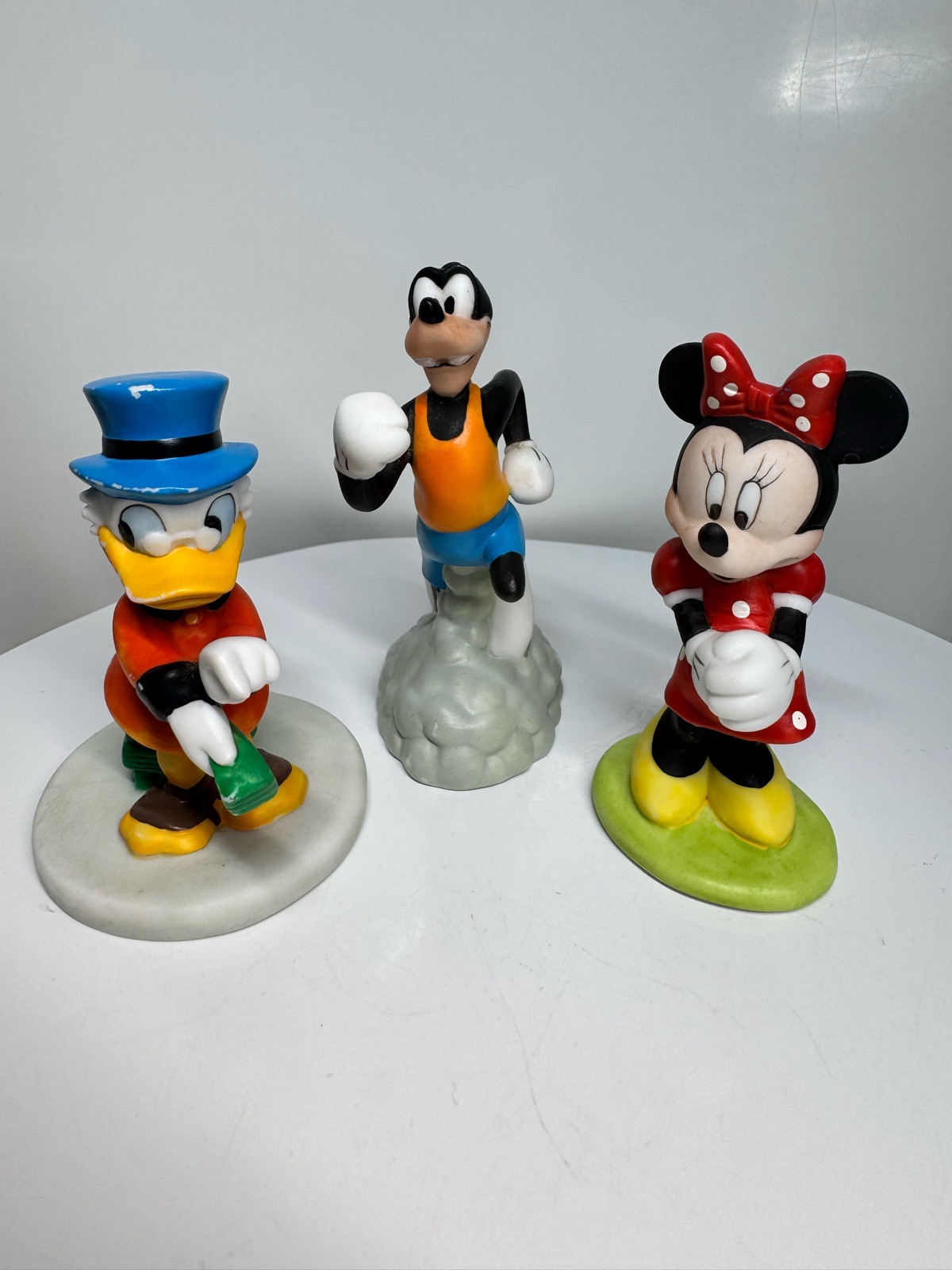 Vintage Disney Ceramic Figurines Scrooge Goofy Minnie Mouse Set of 3