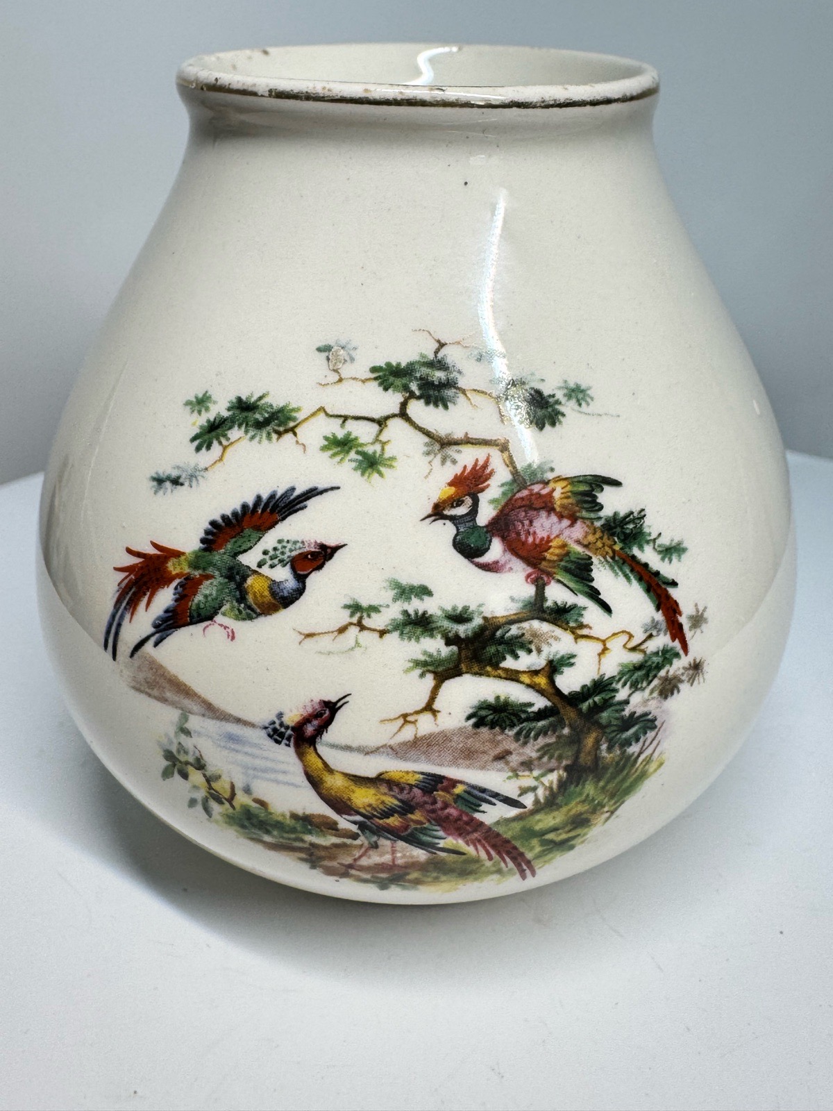 Vintage Crown Devon Pheasant Bird Small Vase Made England 8cm