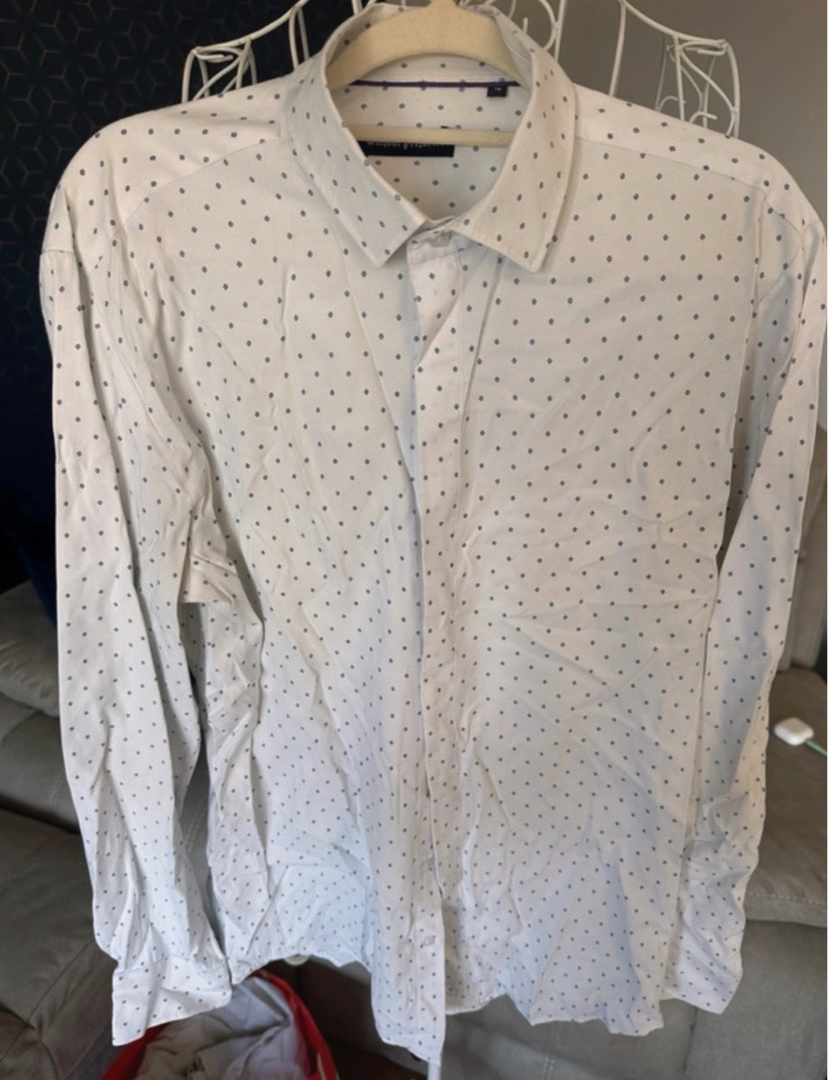 White and Blue TK Maxx Shirt 16inch Collar