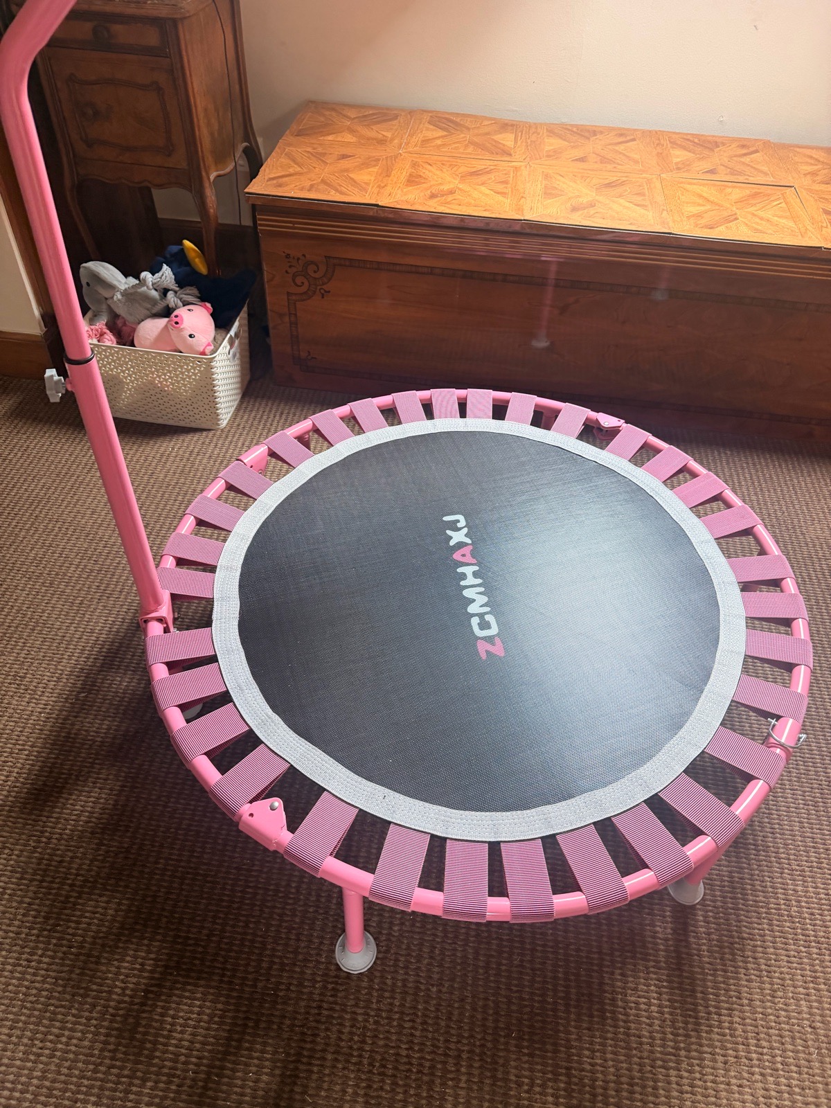 Pink Folding Fitness Trampoline Rebounder with Handle – Barely Used