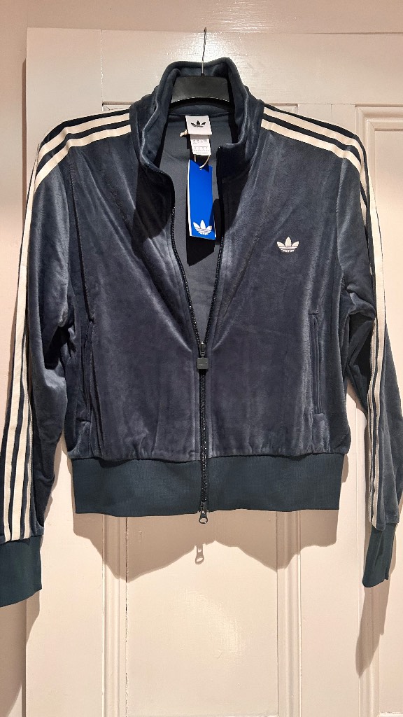 Adidas Originals Zip Up Hoodie Liberty London Debossed Velvet, Aurora Ivy, Size large women’s
