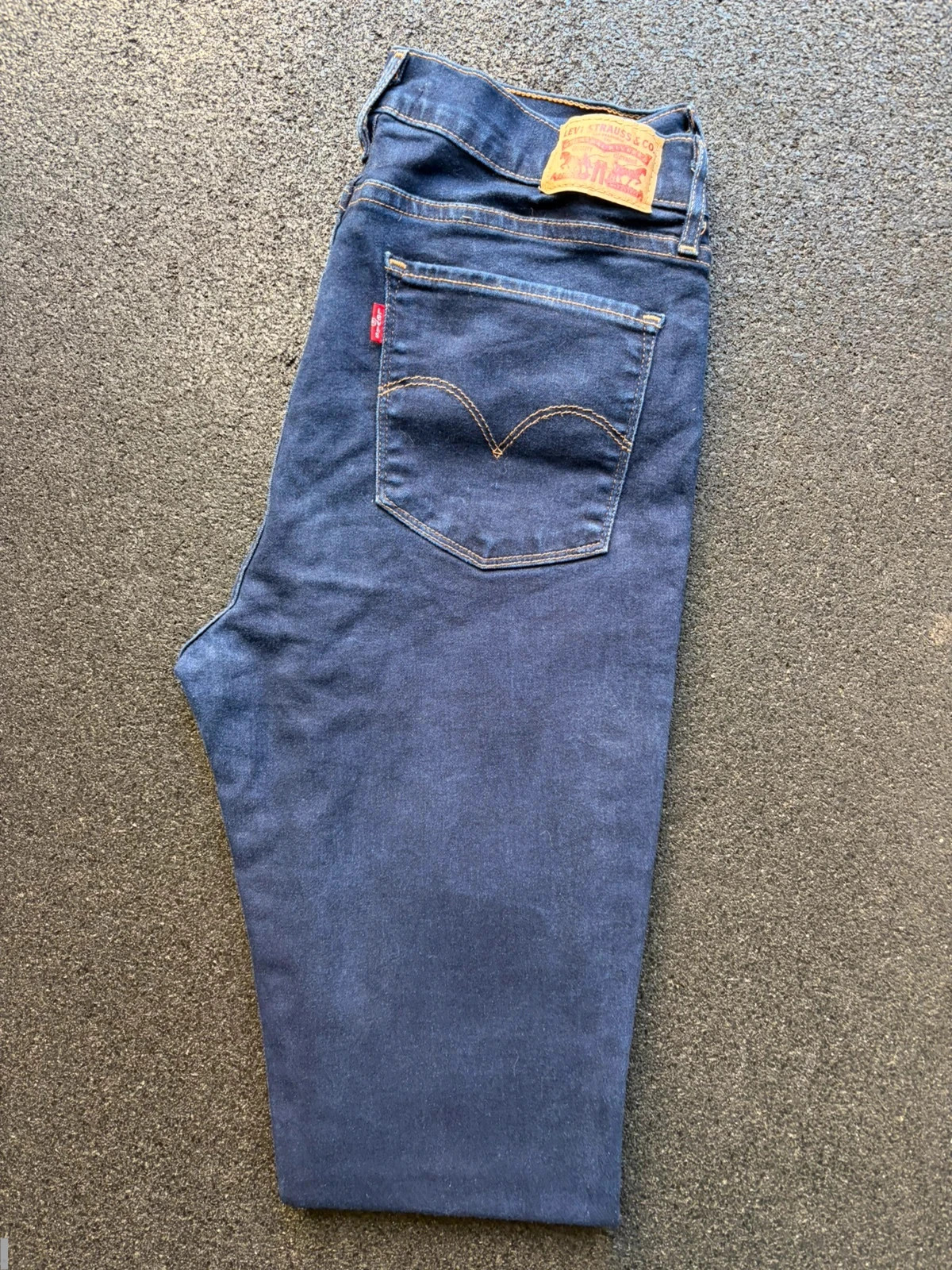 Levi’s 724 high rise straight navy stretch jeans women’s uk 14 W32 L27 altered