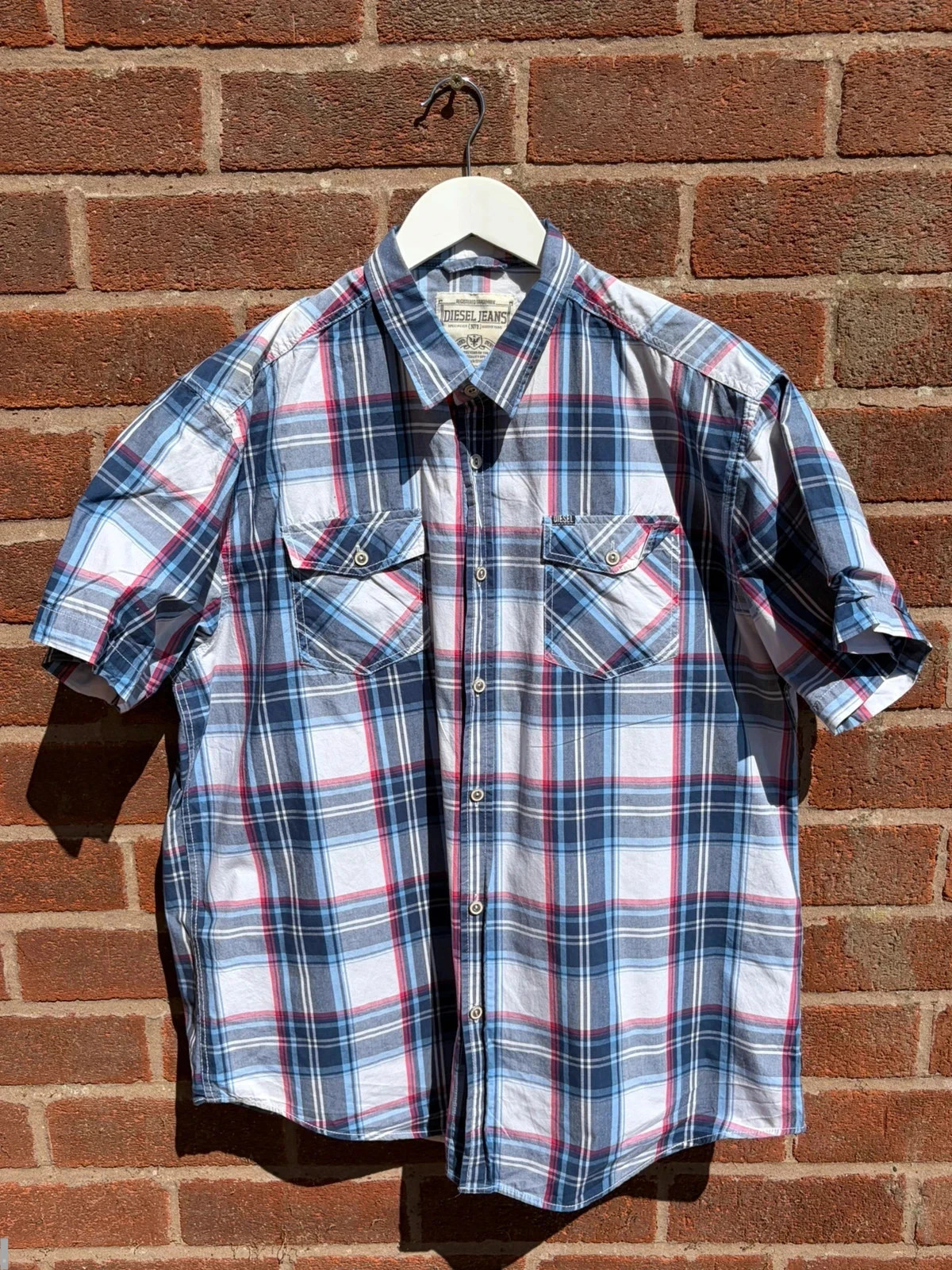 Diesel shirt patterned women’s XXL workwear shirt blue