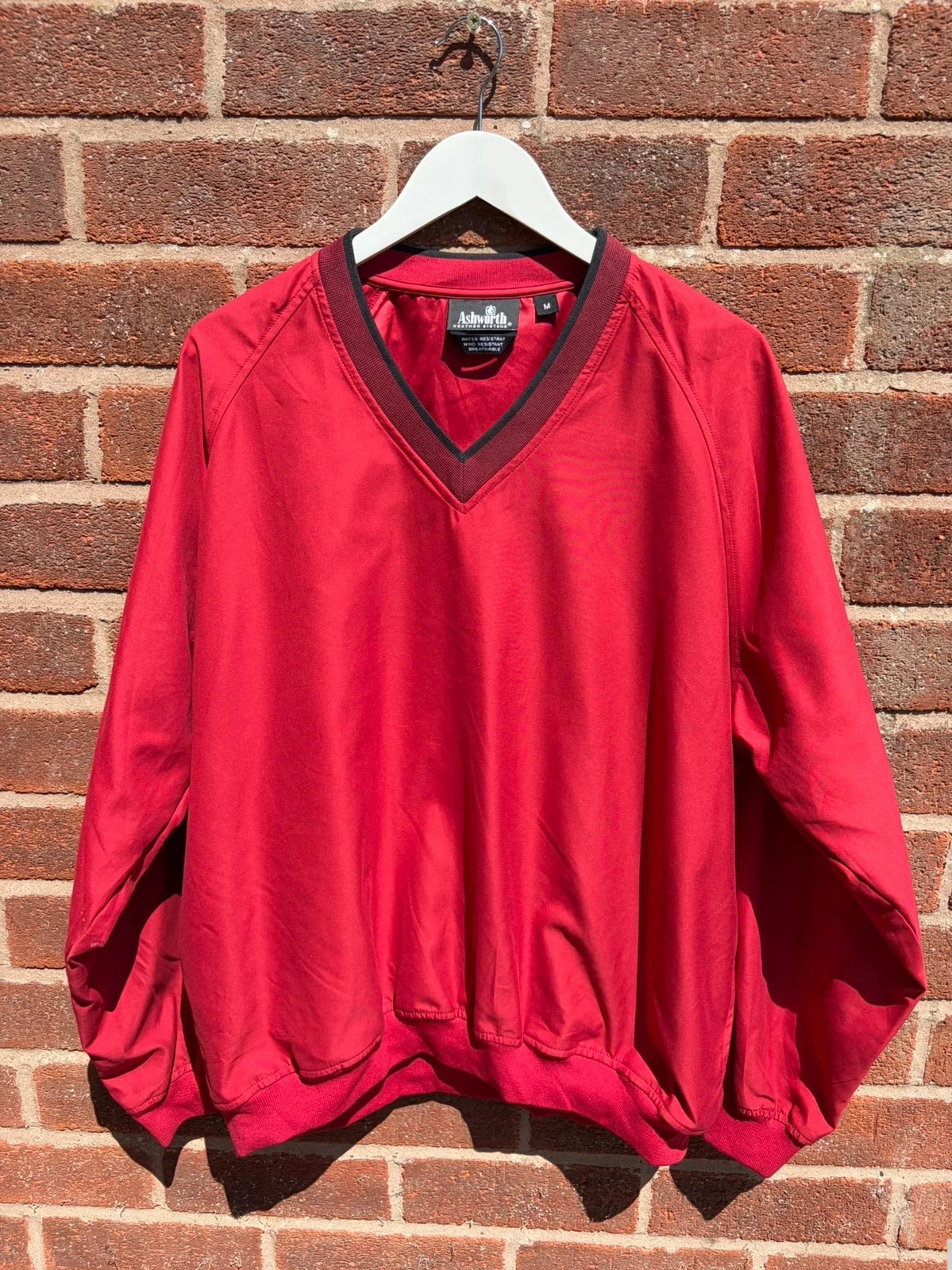 Ashworth waterproof breathable jersey v neck red men’s medium