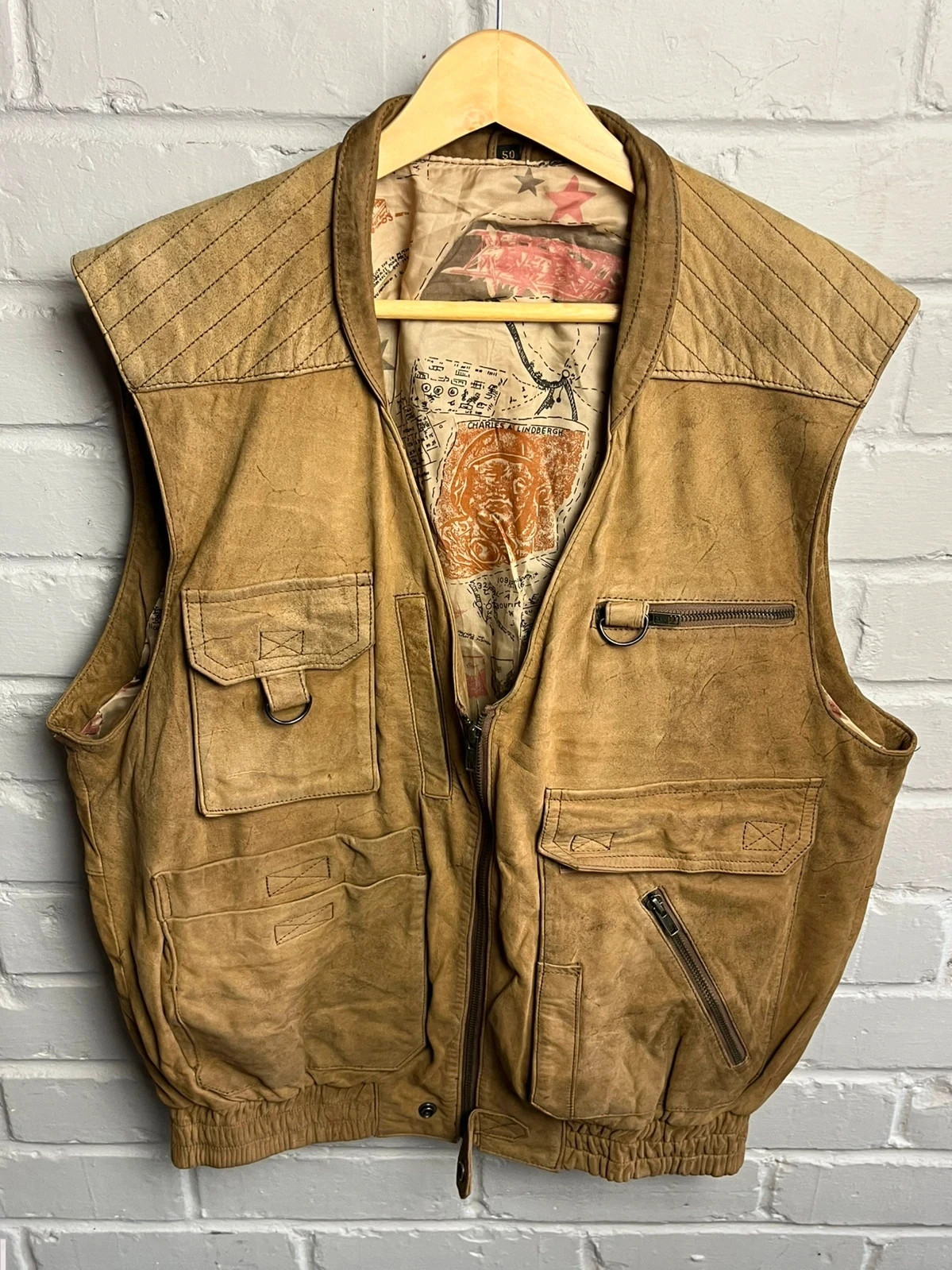 Brown genuine leather tactical waistcoat women’s large funky gillet