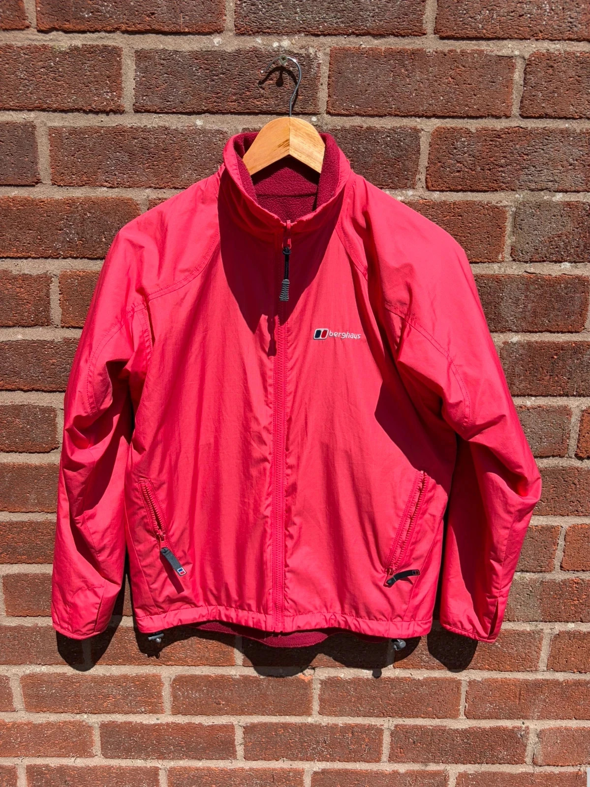 Berghaus revisible pink windbreaker fleece jacket women’s size 10