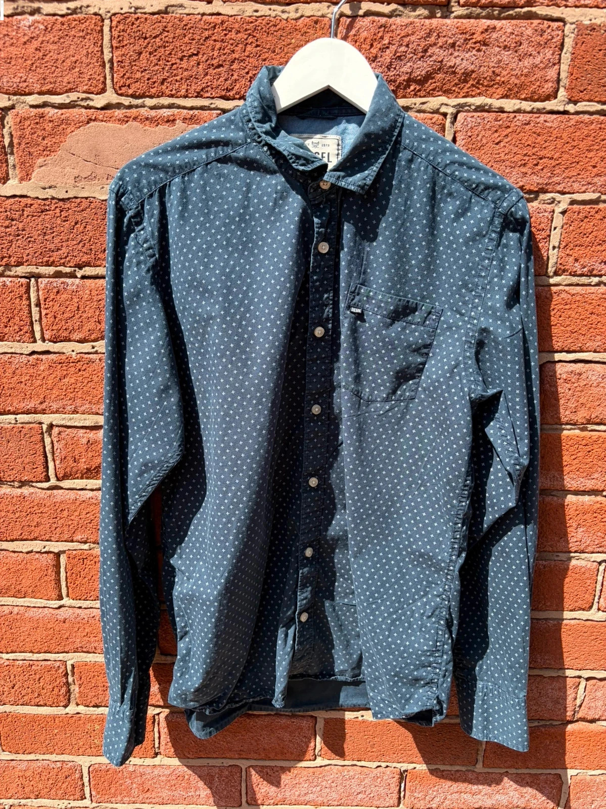 Diesel patterned blue shirt men’s large