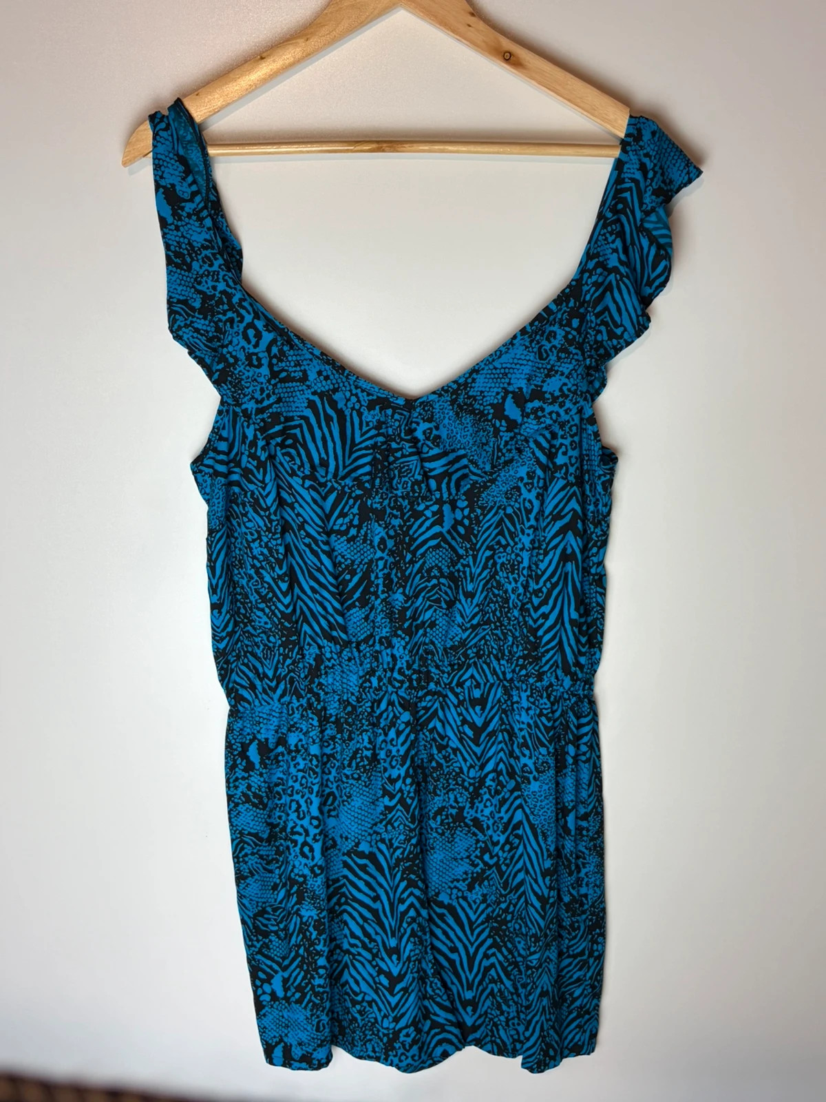 Funky blue v neck dress top women’s uk 10
