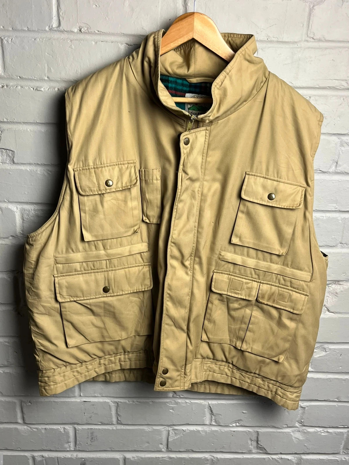South mountain tweed line tactical utility vest beige men’s XXL
