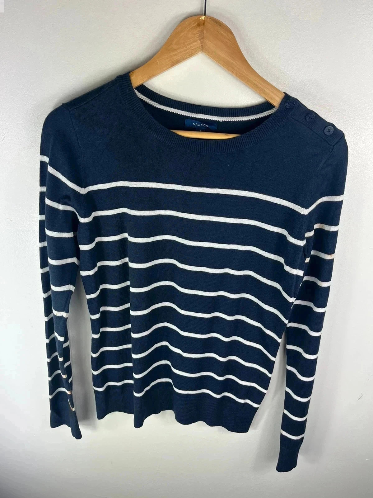 Nautica / women’s striped jumper /size small/navy blue and white / 100% cotton