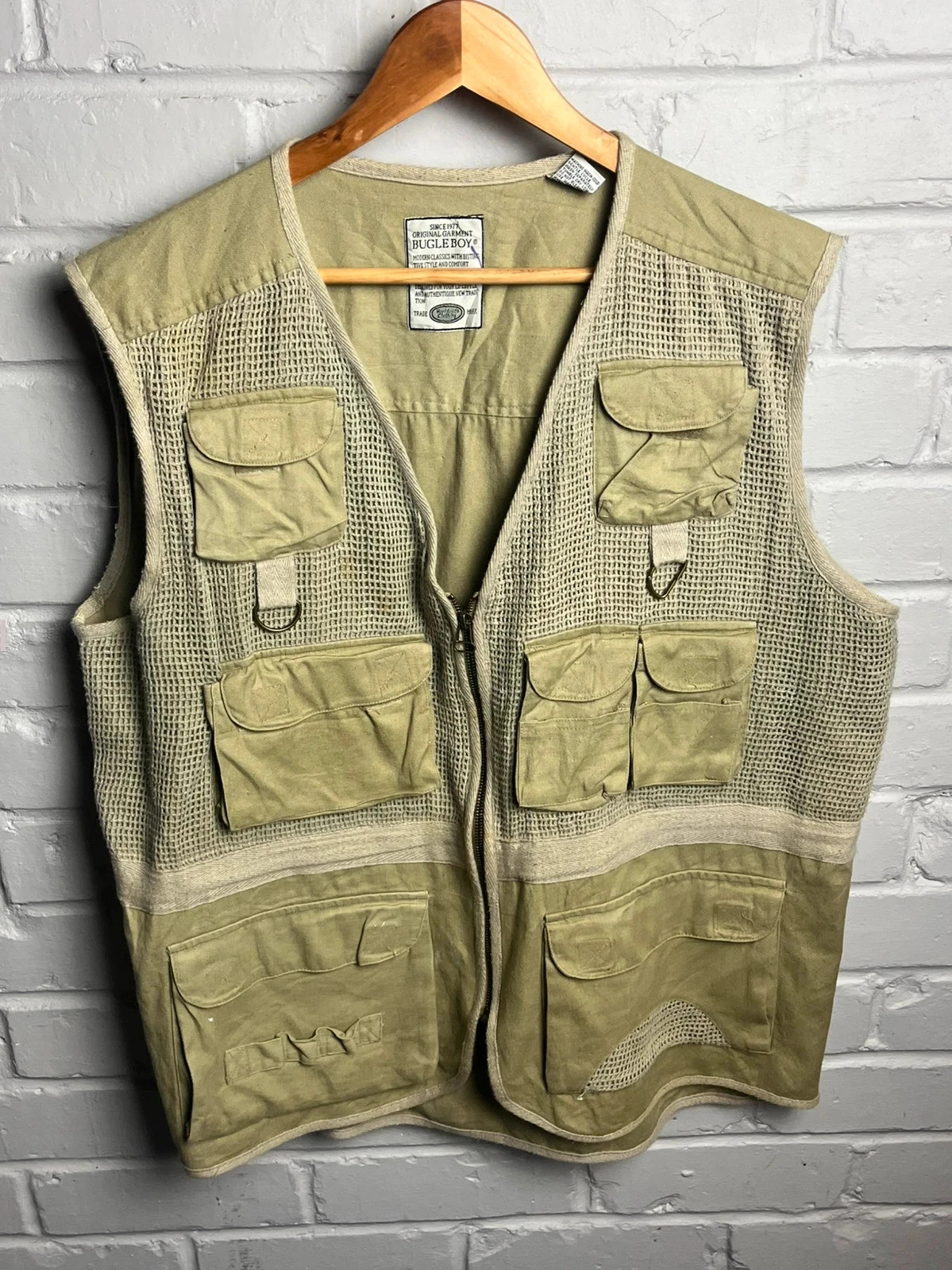 Bugle boy tactical khaki utility vest men’s large