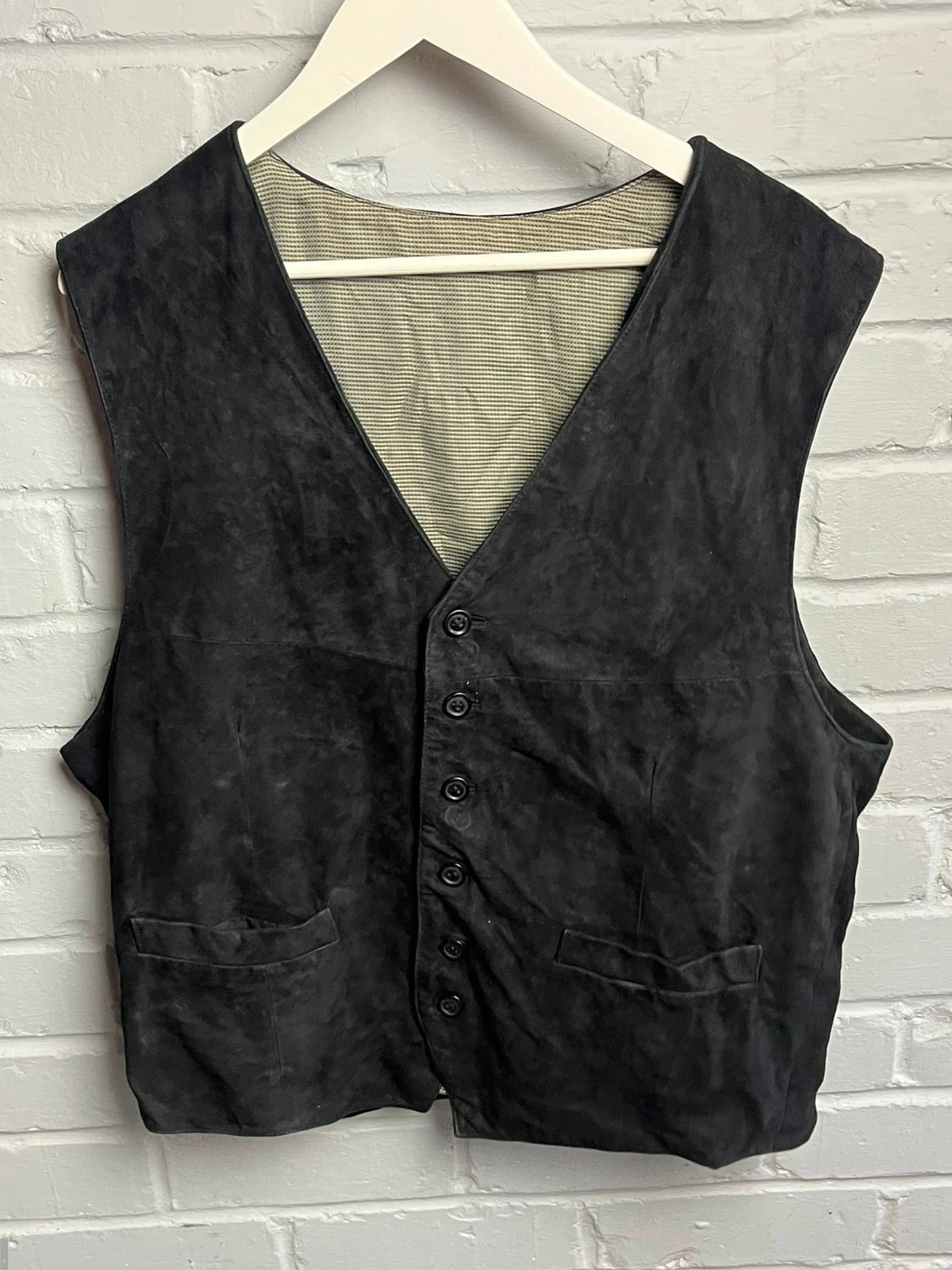 Echtes leder black genuine leather waistcoat men’s large