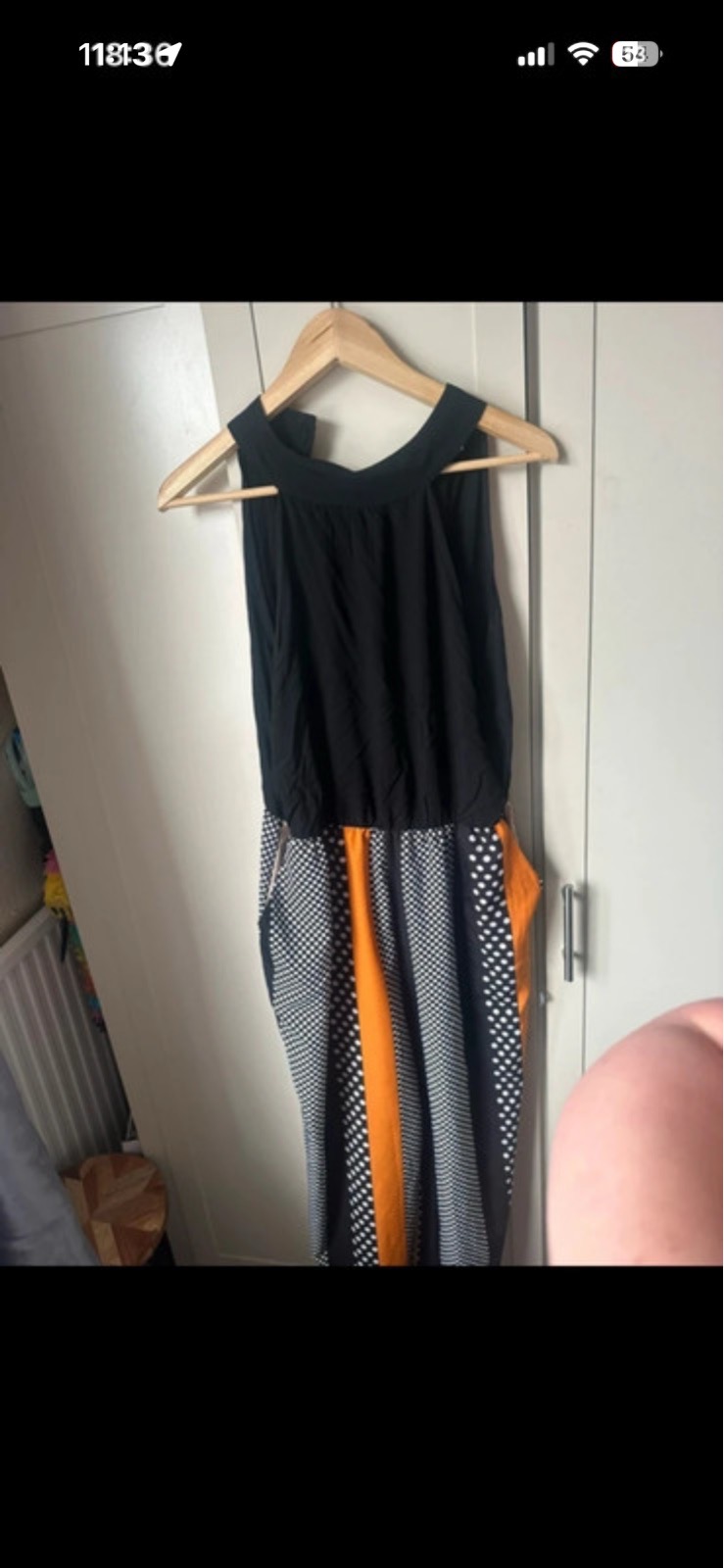 FS Collection Polka Dot Wide Leg Jumpsuit Black Orange Size XL