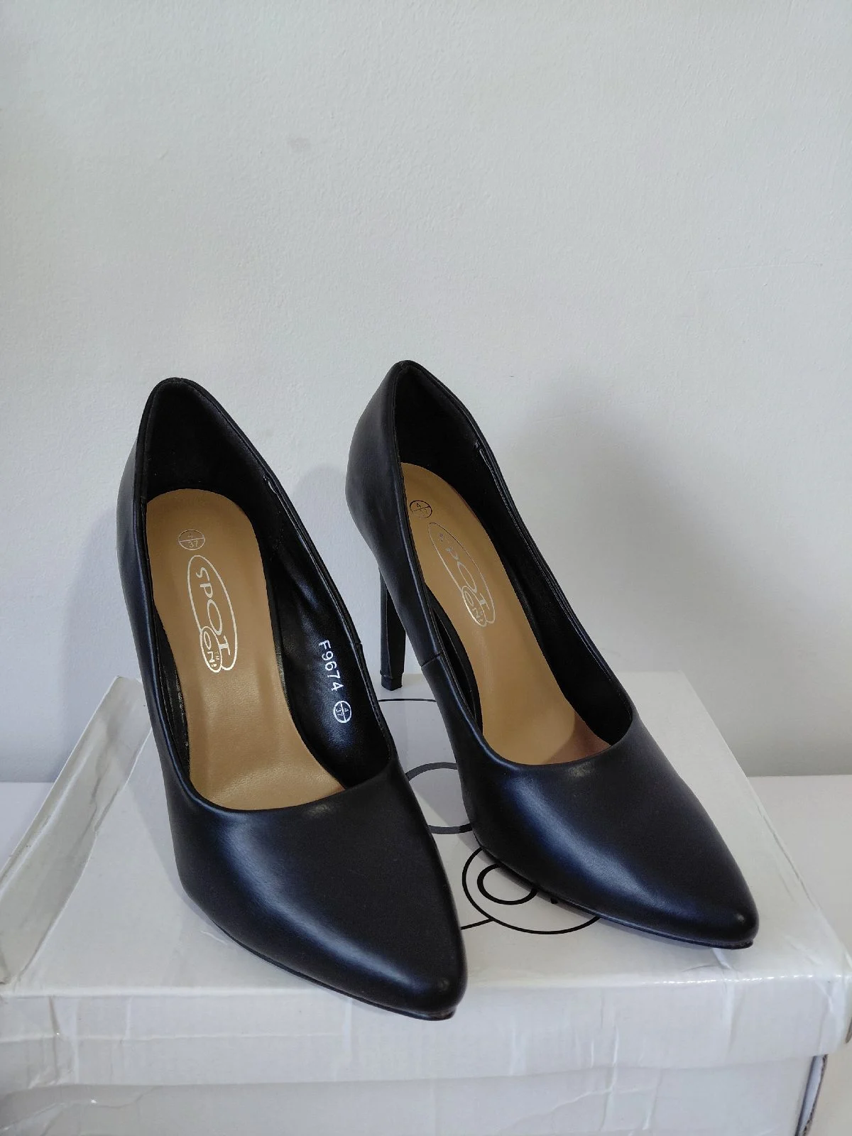 faux leather pointed toe stiletto heels, Spot On, 4