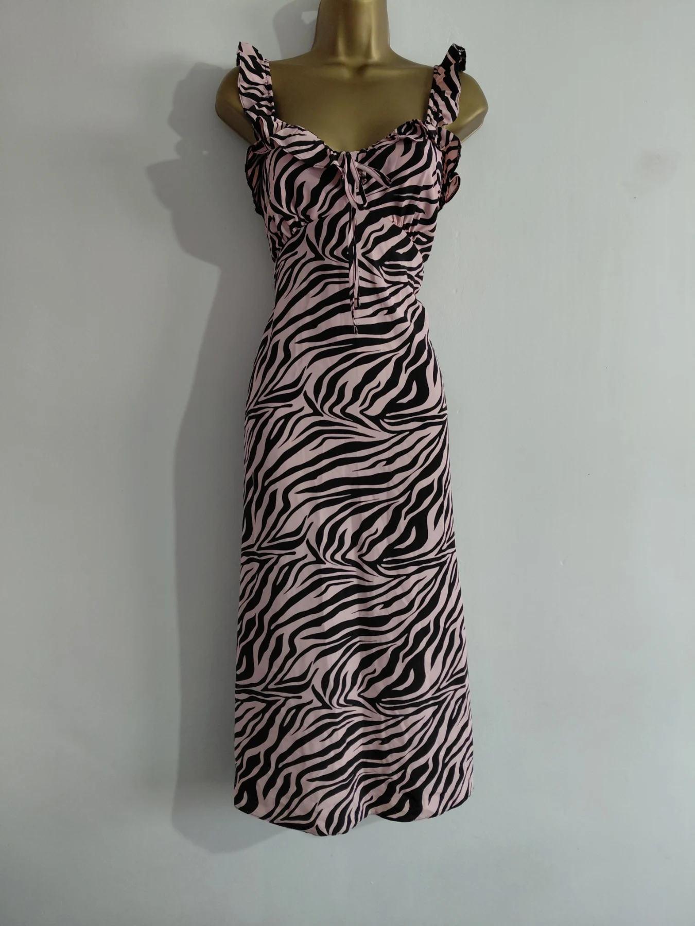 Pink and black zebra print maxi dress, George, 8