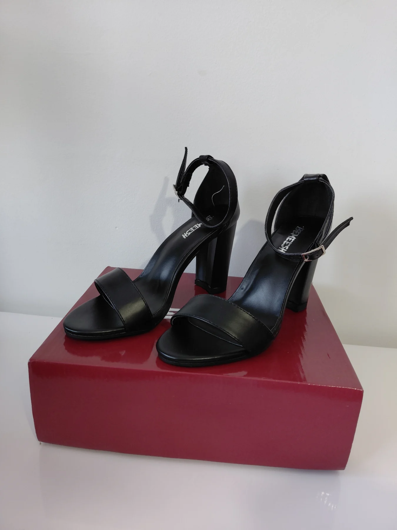 Black open toe sandal block heels, Bemeesh, 4