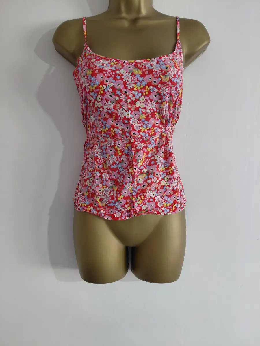 Red and pink floral cami peplum top, George, 8