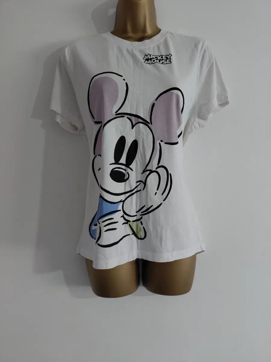 White and purple mickey mouse graphic t-shirt, primark, medium
