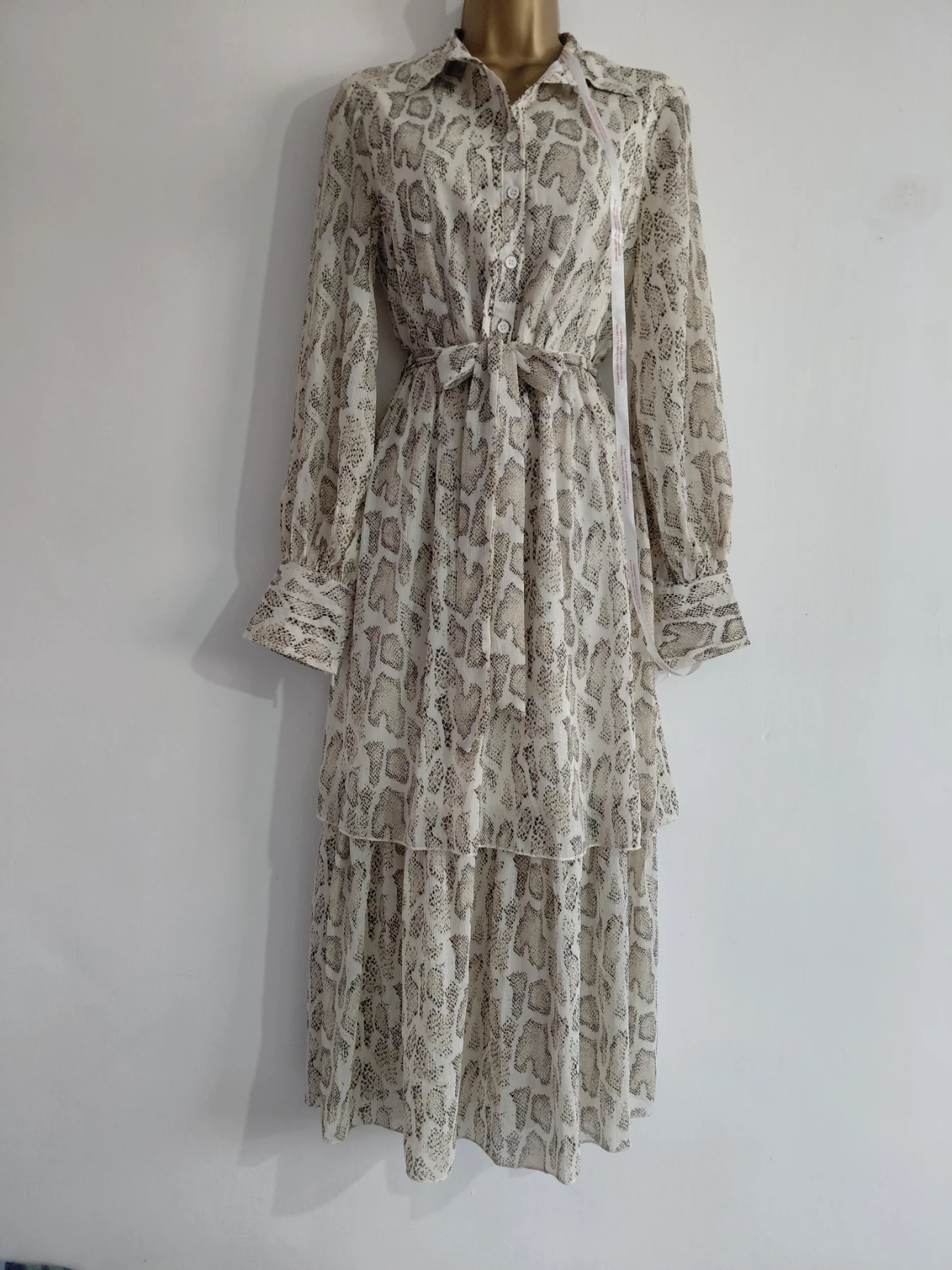 Cream snake skin print layerd maxi dress, Missguided, 6