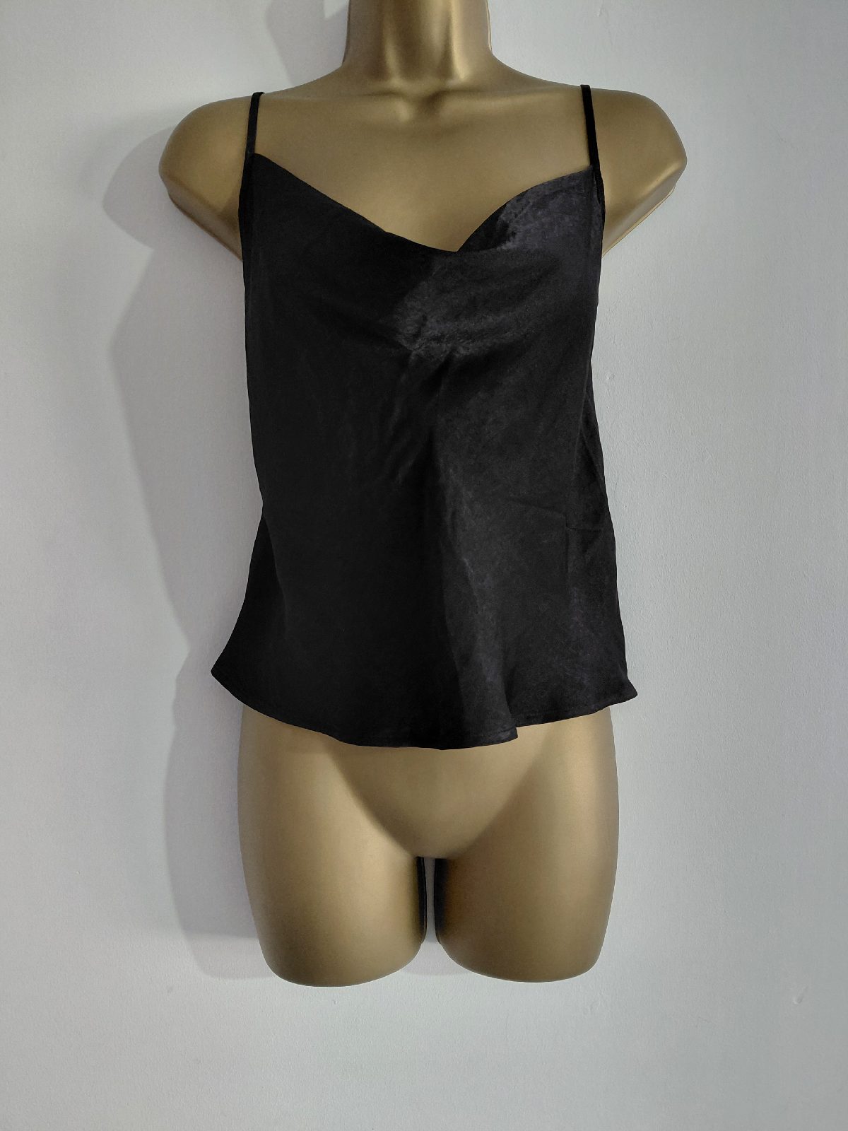 Black satin cowl neck cami top, George, 8