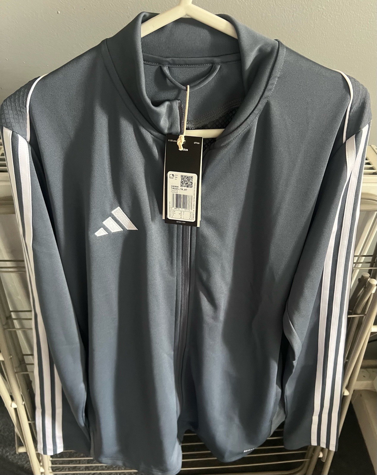 Mens adidas grey track top medium