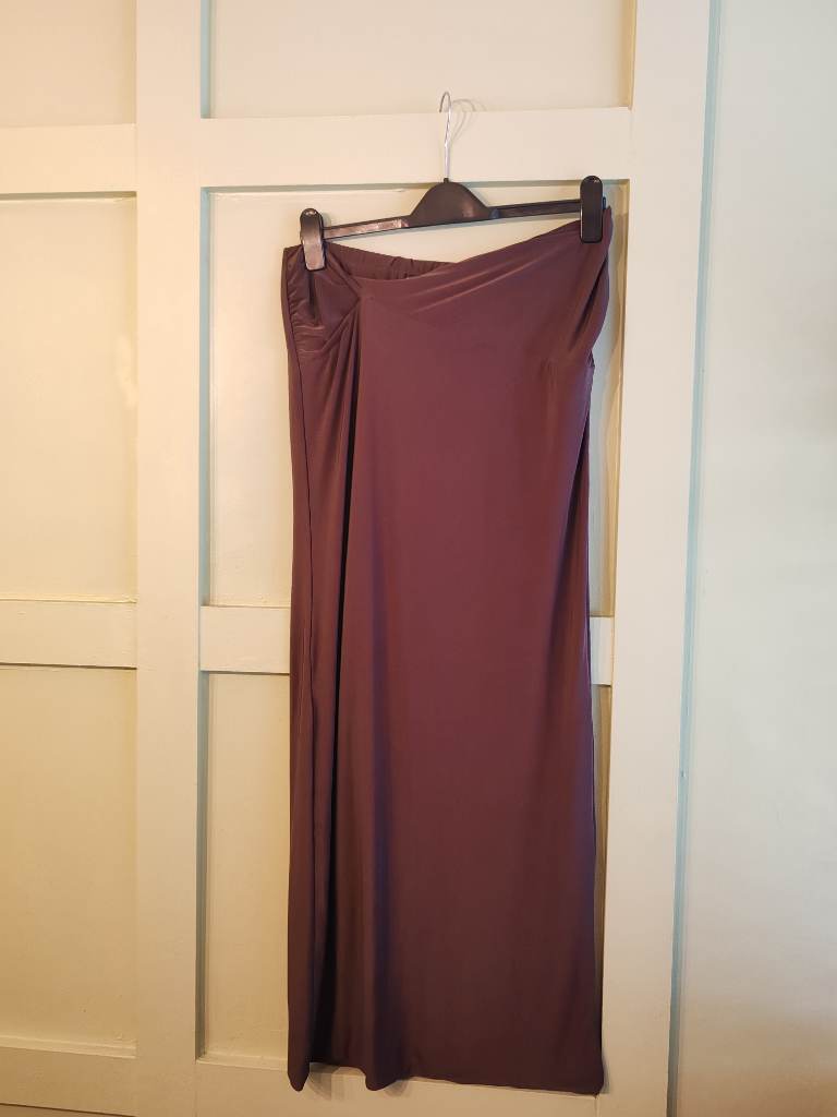 Pretty Little Thing Brown Ruched Maxi Skirt Womens Size UK12. Summer Holiday Going Out Brunch