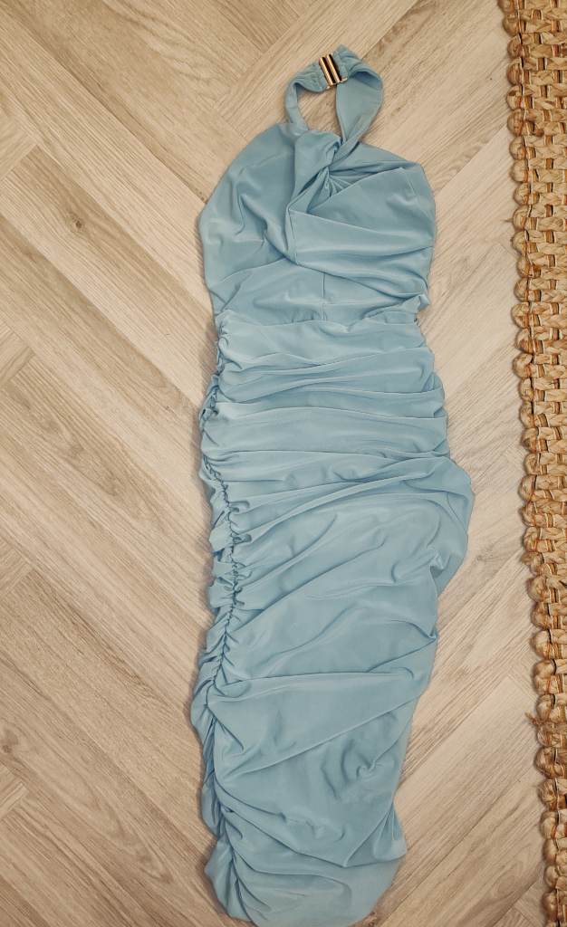 Club L London Ruched Halterneck Midi Dress Size UK6-8 Summer Holiday Going Out Occasions