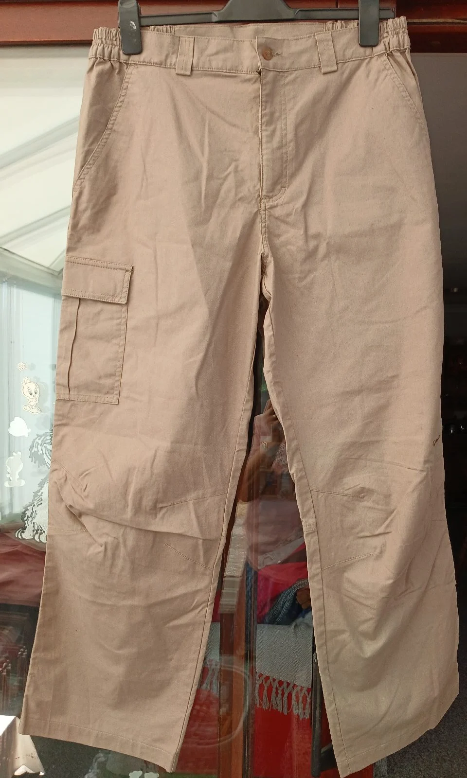 Mens Quechua Decathlon Outdoor Trousers Dark Beige Size 34" Waist