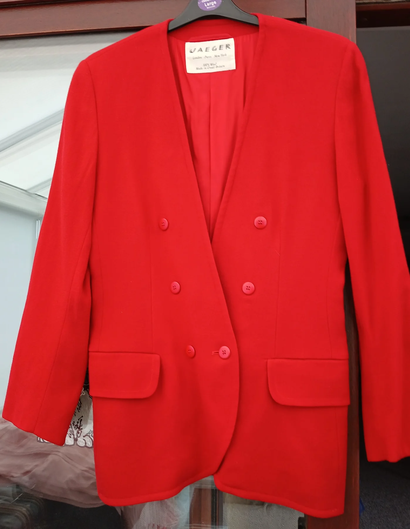 Ladies Vintage Jaegar Longer Length Jacket Formal Occassion Red Size 12