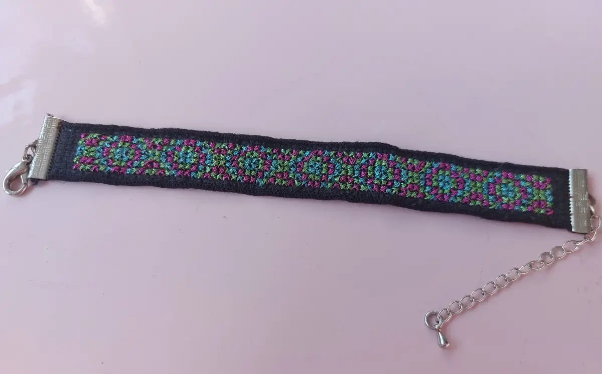 Hand crafted cross stitch bracelet