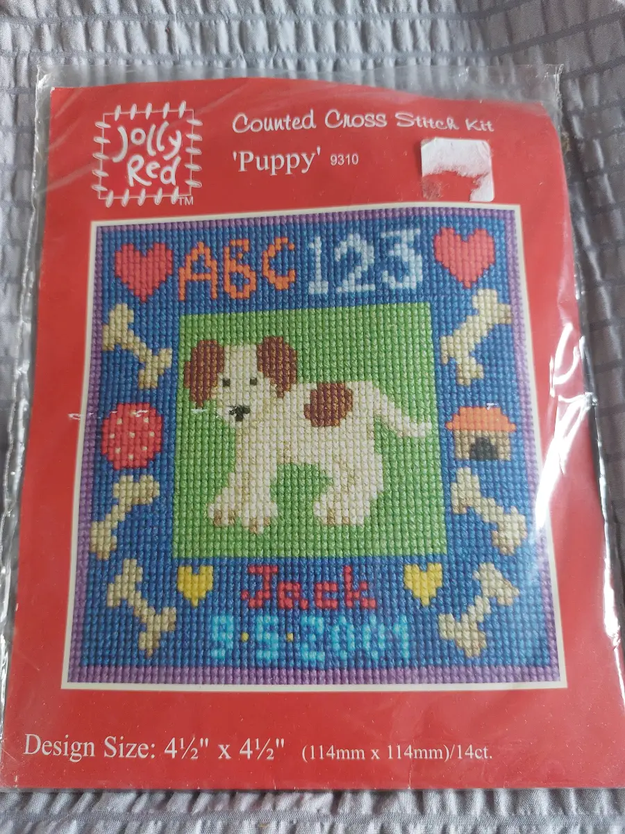 Jolly Red Puppy Cross Stitch Kit