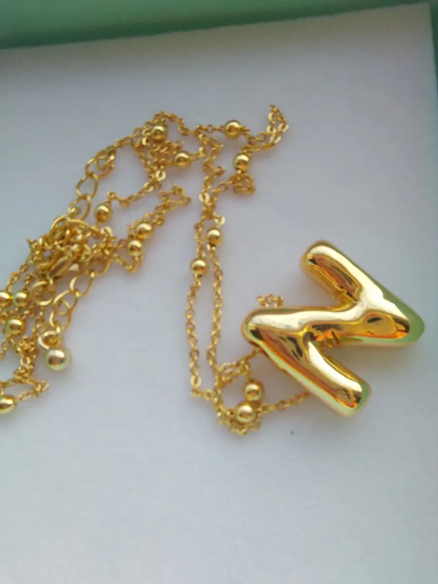 Gold coloured bubble initial pendant and chain - Initial N - never worn