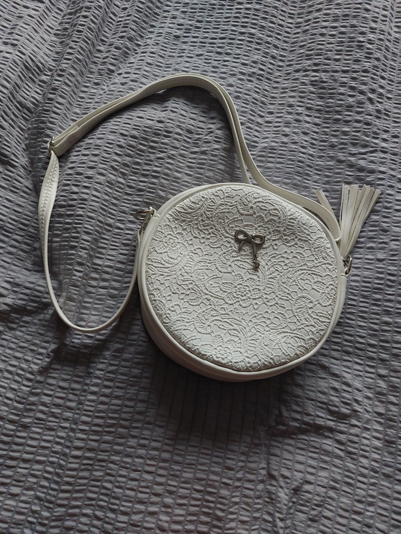 Round Handbag Flower Circle Crossbody Bag Small Bow Handbag