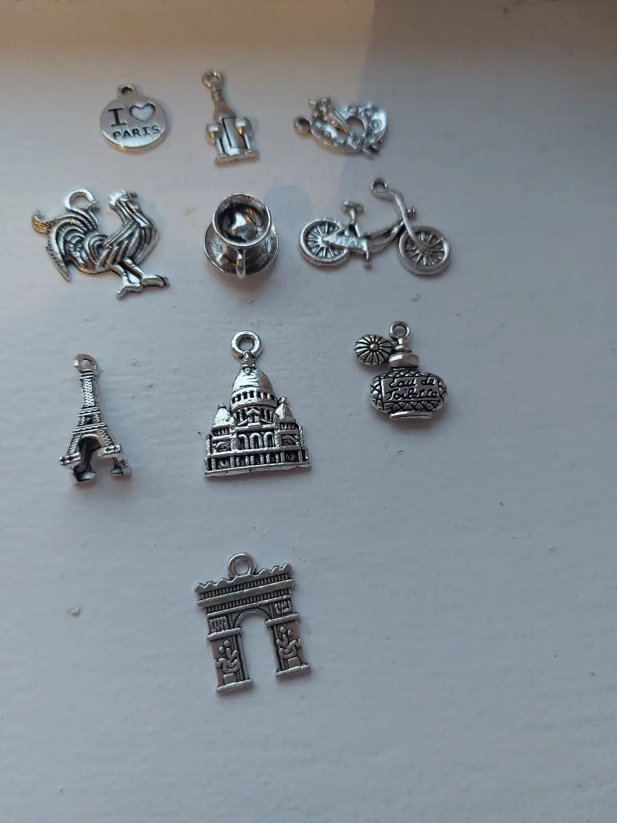 10 Paris themed Tibetan silver charms