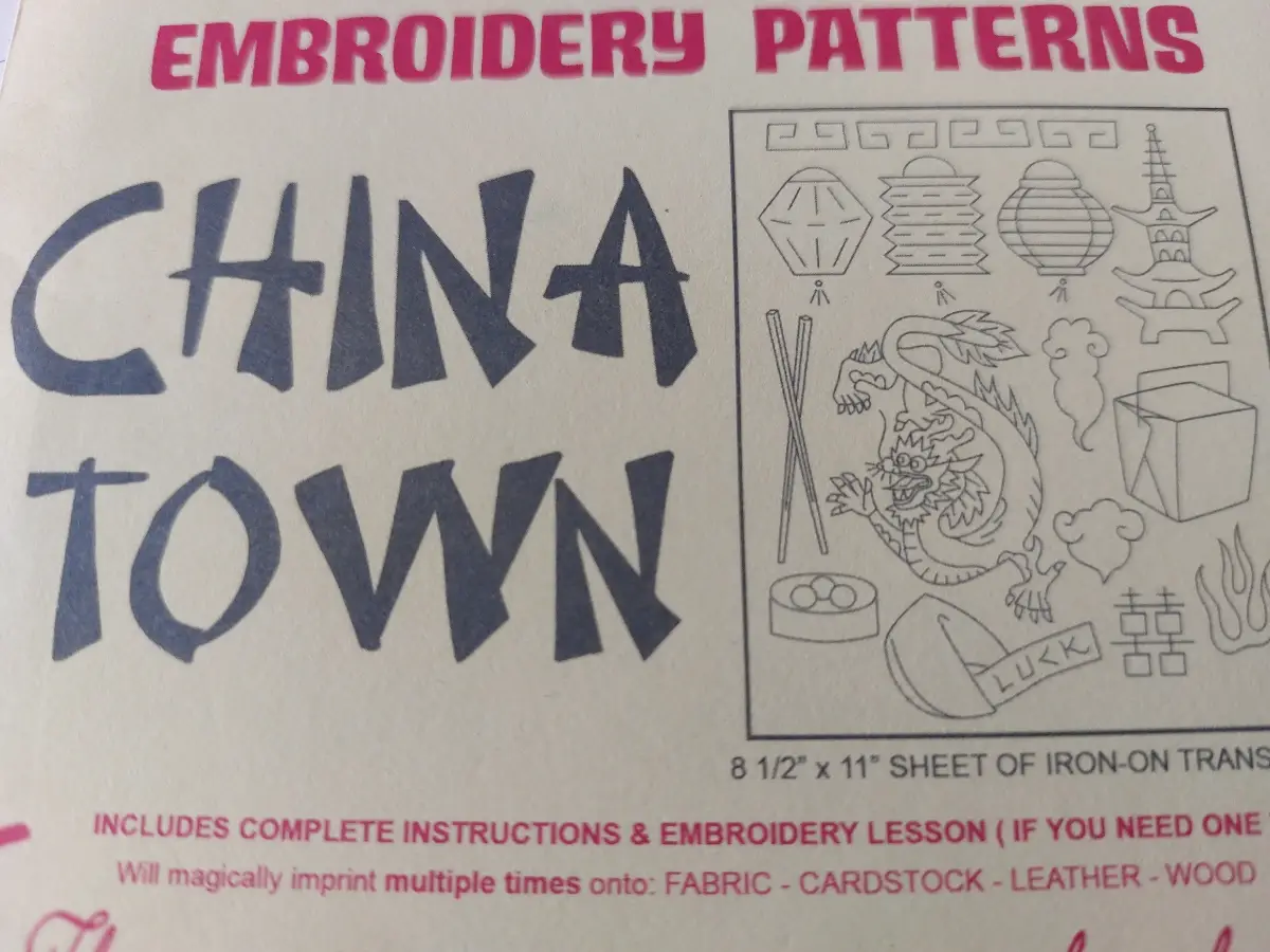 China Town iron-on embroidery transfers