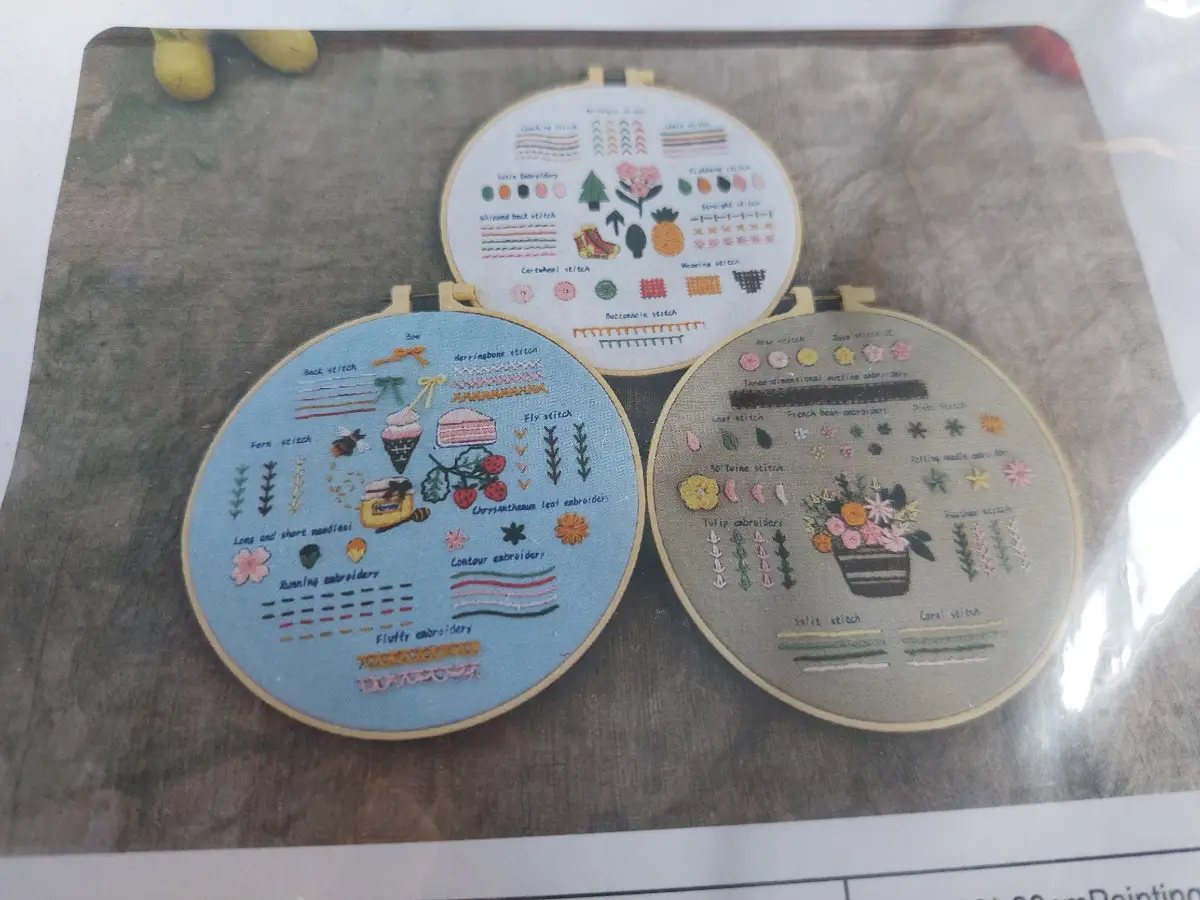 Handwork Embroidery Kit - three stitch sampler designs