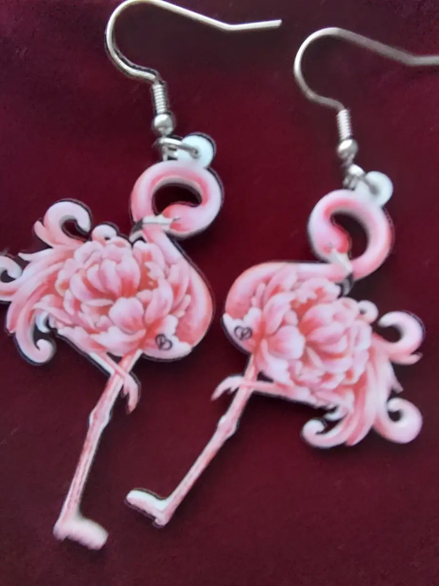 Pink Flamingo Acrylic Earrings