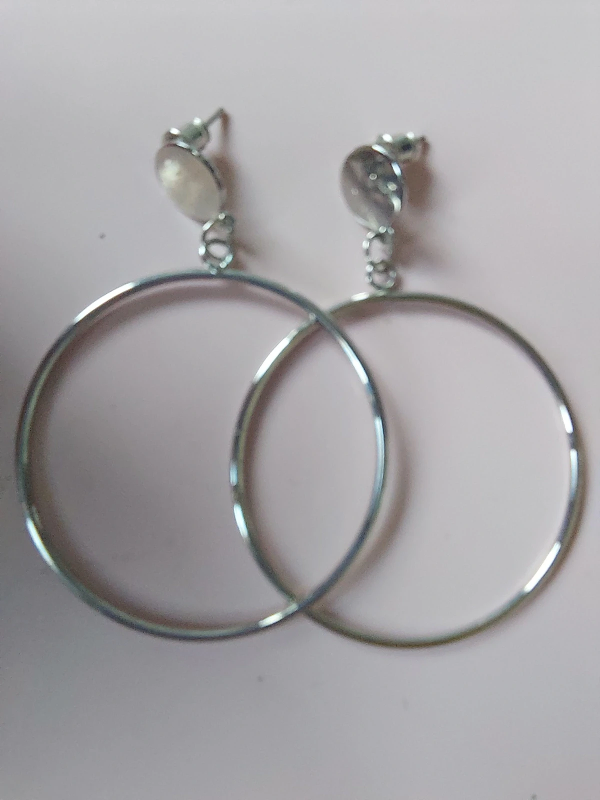 Silver colour dangle hoop earrings
