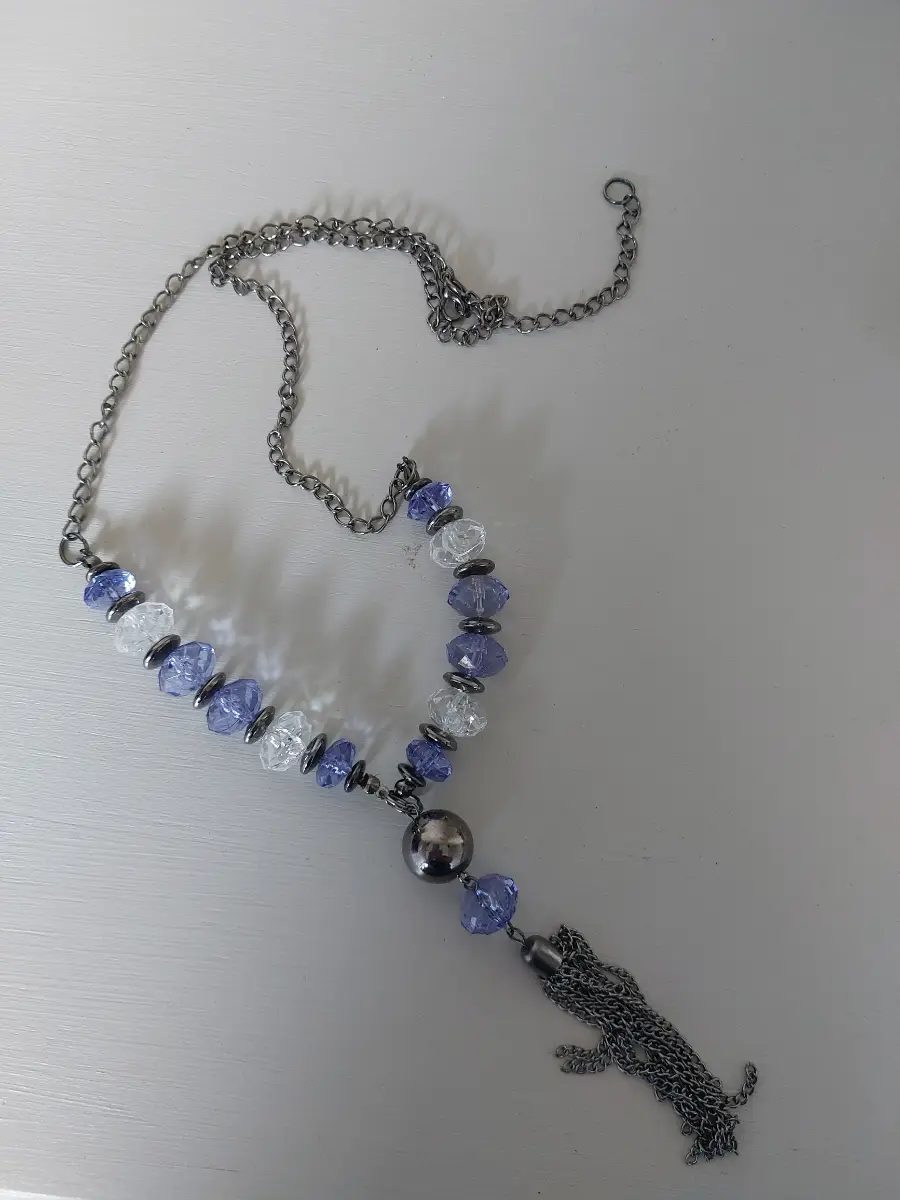 Vintage crystal tassel necklace