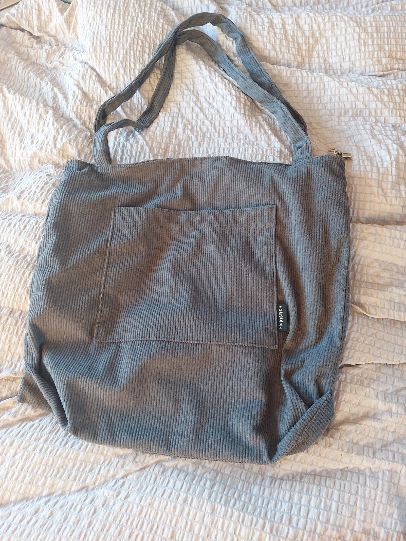Corduroy Tote Bag with Zipper Cord Tote Bag with Zipped Pouch