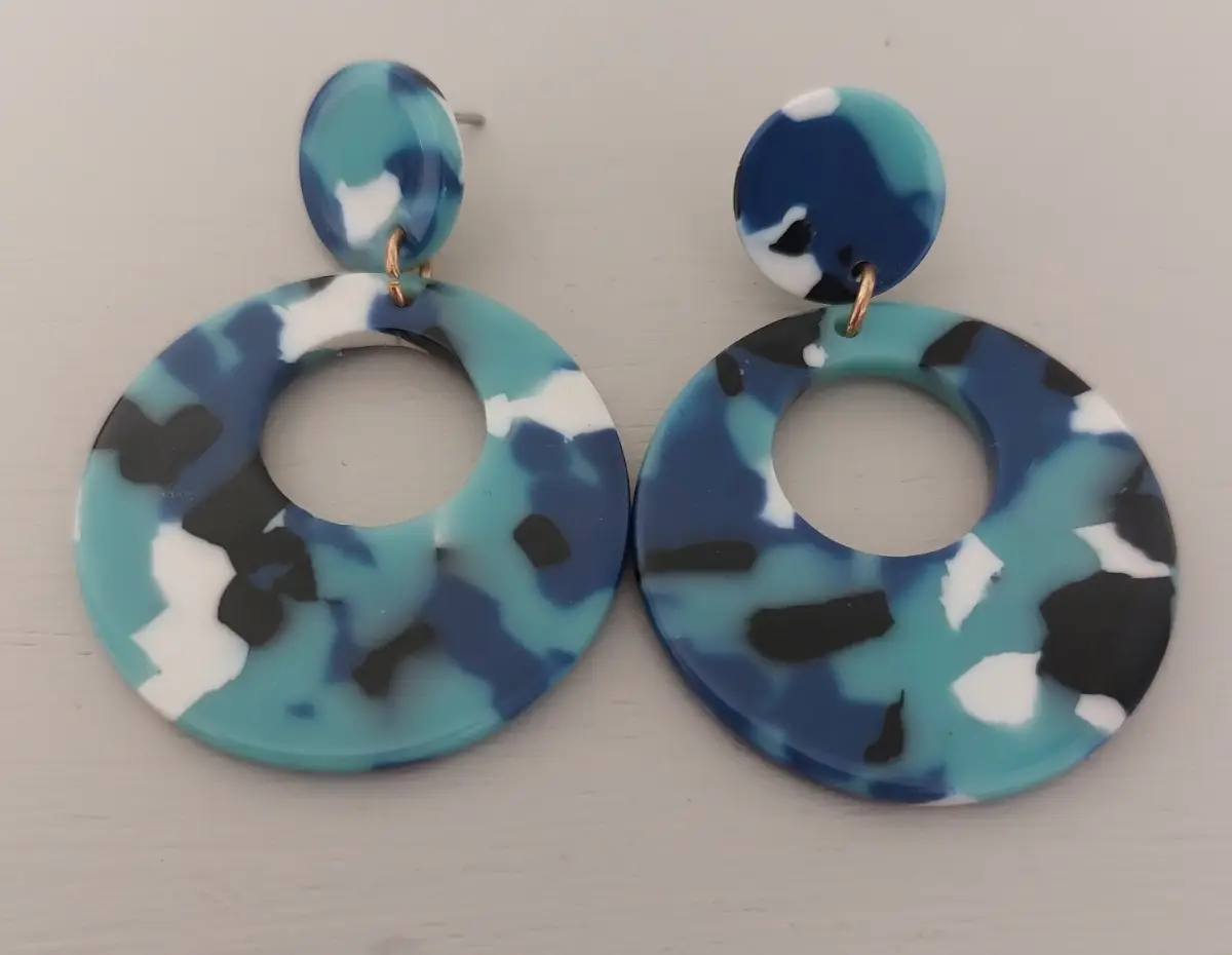 Blue camouflage acrylic earrings