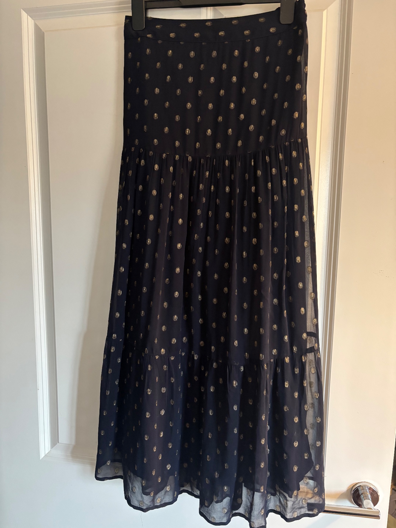Gorgeous size 8 crew clothing navy and gold maxi skirt