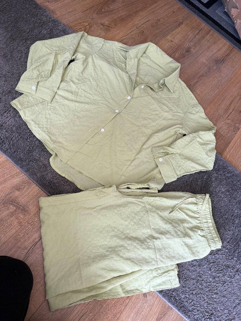 Lime green shirt and trousers