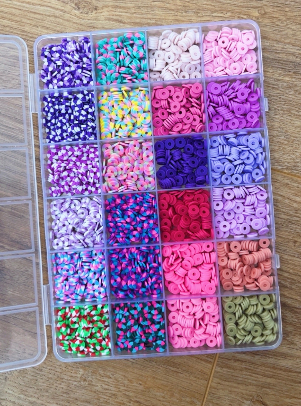 Colourful strip clay beads