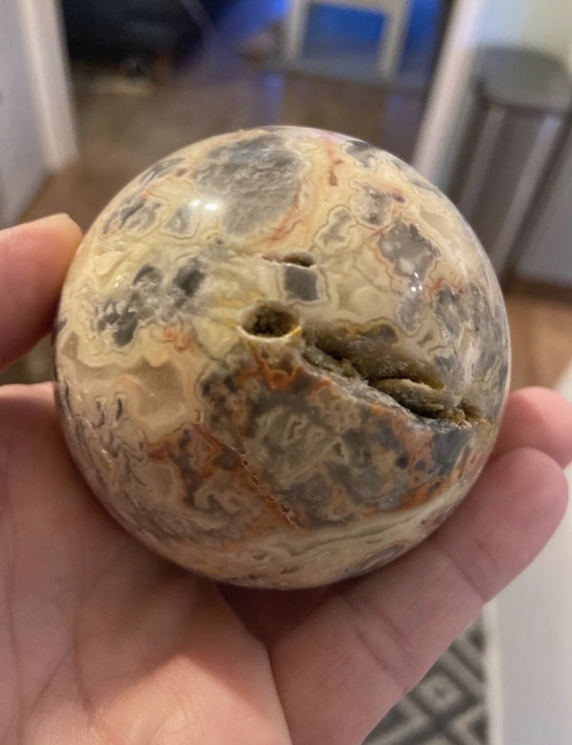Large crazy lace crystal sphere