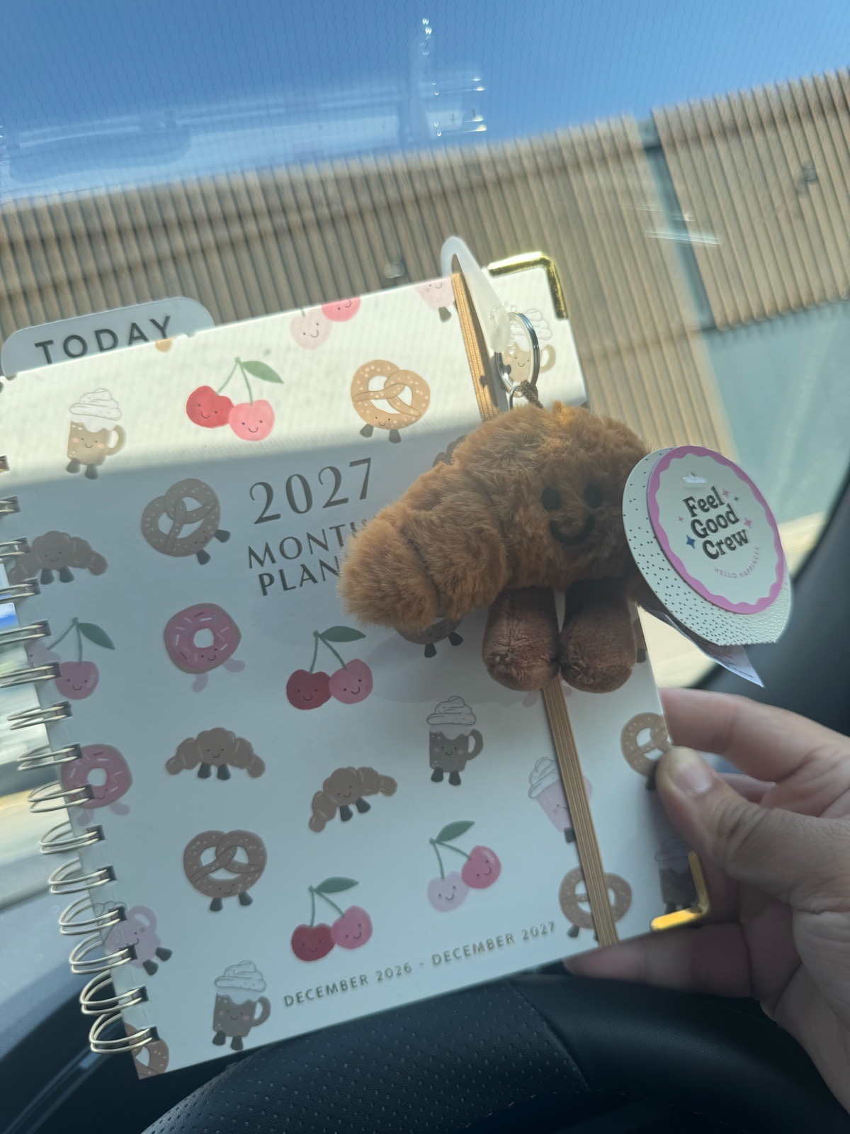 B&M Diaries Notebooks with stickers and a croissant keychain