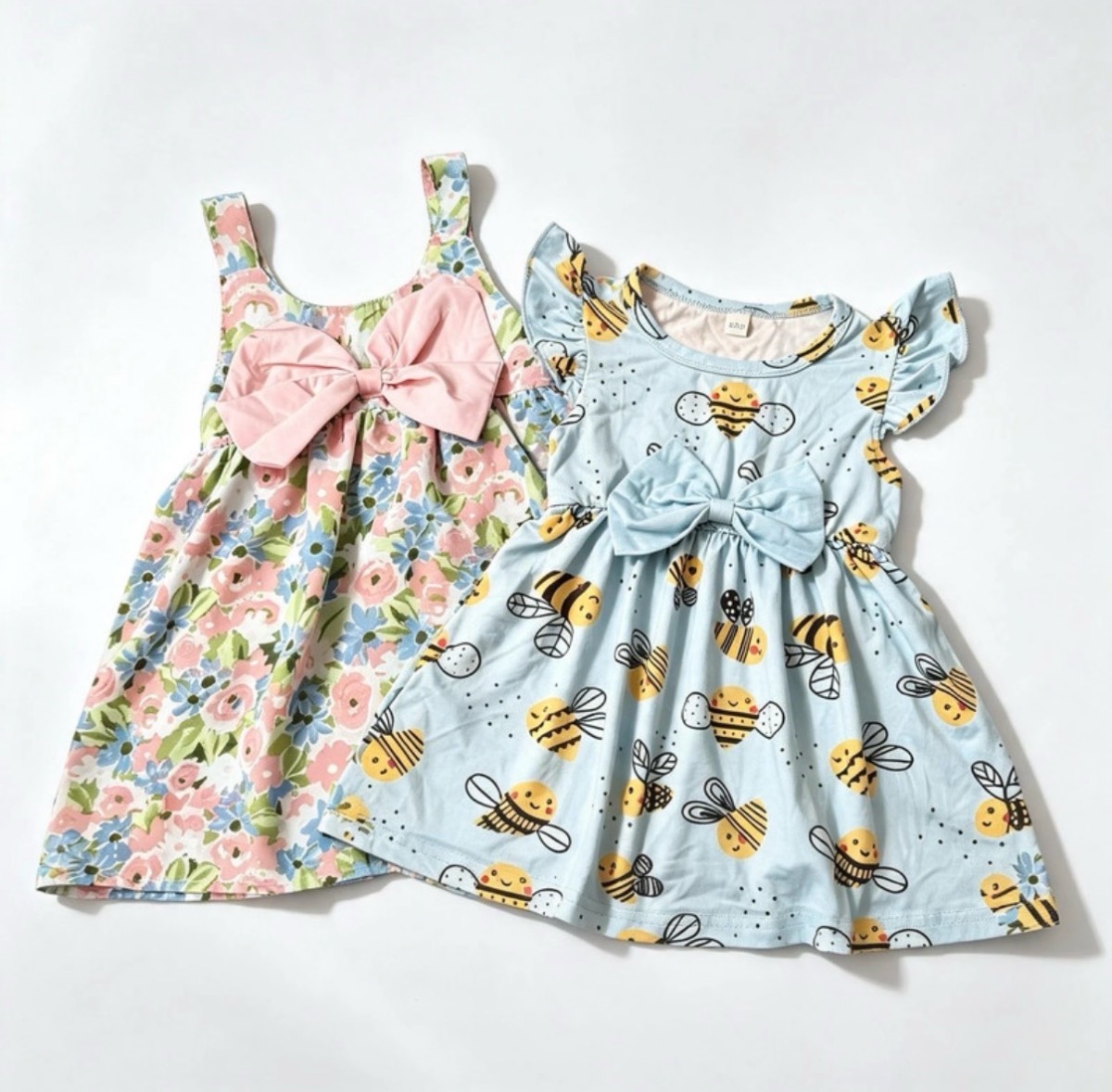 Shein Baby Girl Floral and Bumblebee Dresses Bundle Size 9-12 Months