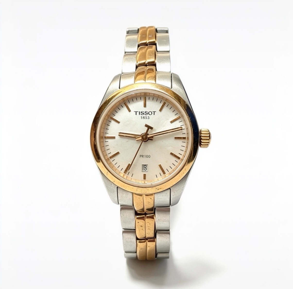 Tissot PR 100 Ladies Two Tone Swiss Made Quartz Watch Sapphire Crystal T101010A